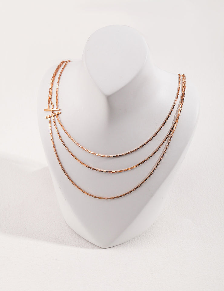 Sterling silver simple three-layer necklace