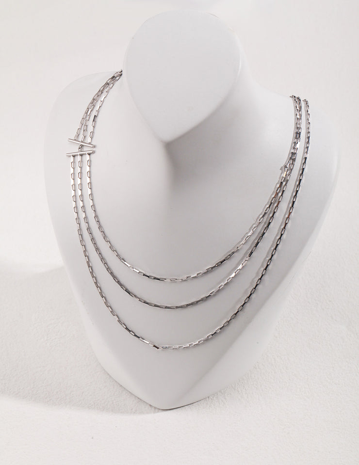 Sterling silver simple three-layer necklace