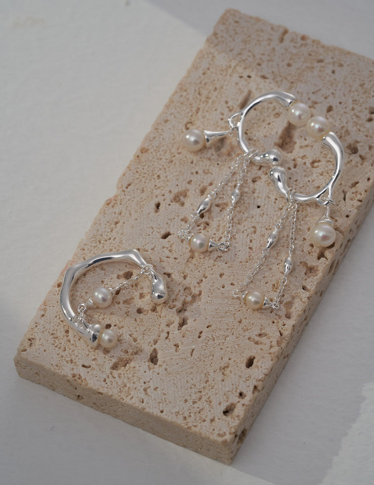 Sterling silver shell bead earrings