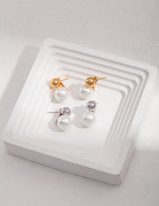 Sterling silver shell bead earrings