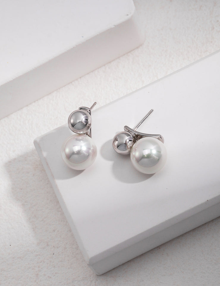 Sterling silver shell bead earrings