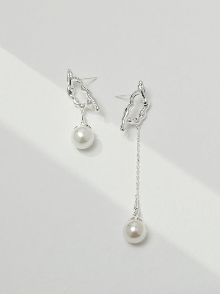 S925 silver round flawless pearl silver earrings