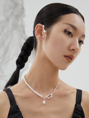 S925 silver round pearl silver necklace