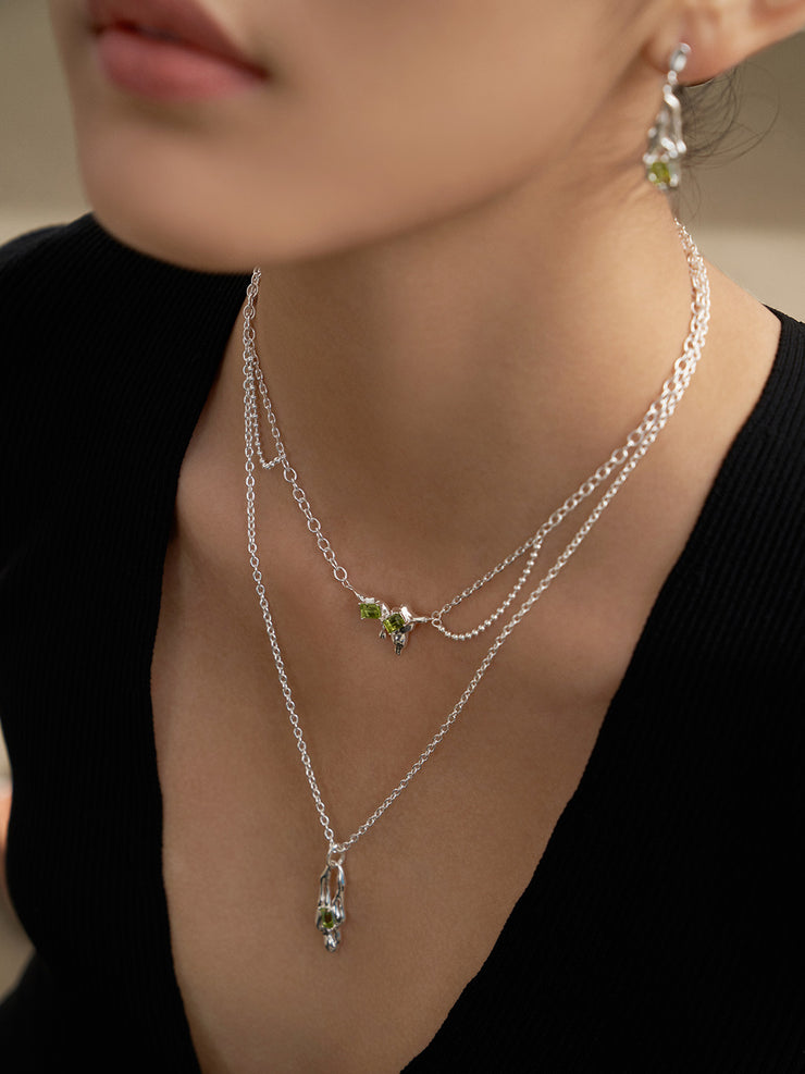 S925 silver peridot necklace