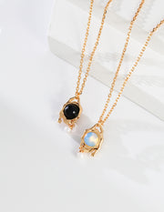 S925 silver agate opal necklace