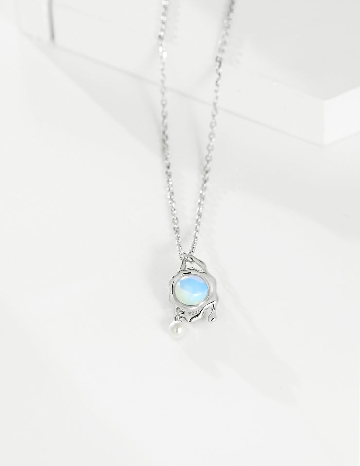 S925 silver agate opal necklace