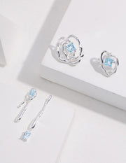 S925 Sterling Silver Natural Topaz Asymmetric Earrings