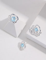 S925 Sterling Silver Natural Topaz Asymmetric Earrings