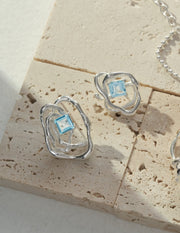 S925 Sterling Silver Natural Topaz Asymmetric Earrings