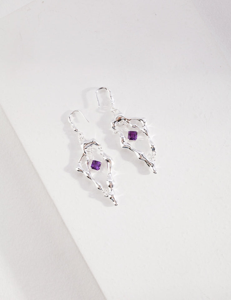 S925 sterling silver amethyst earrings