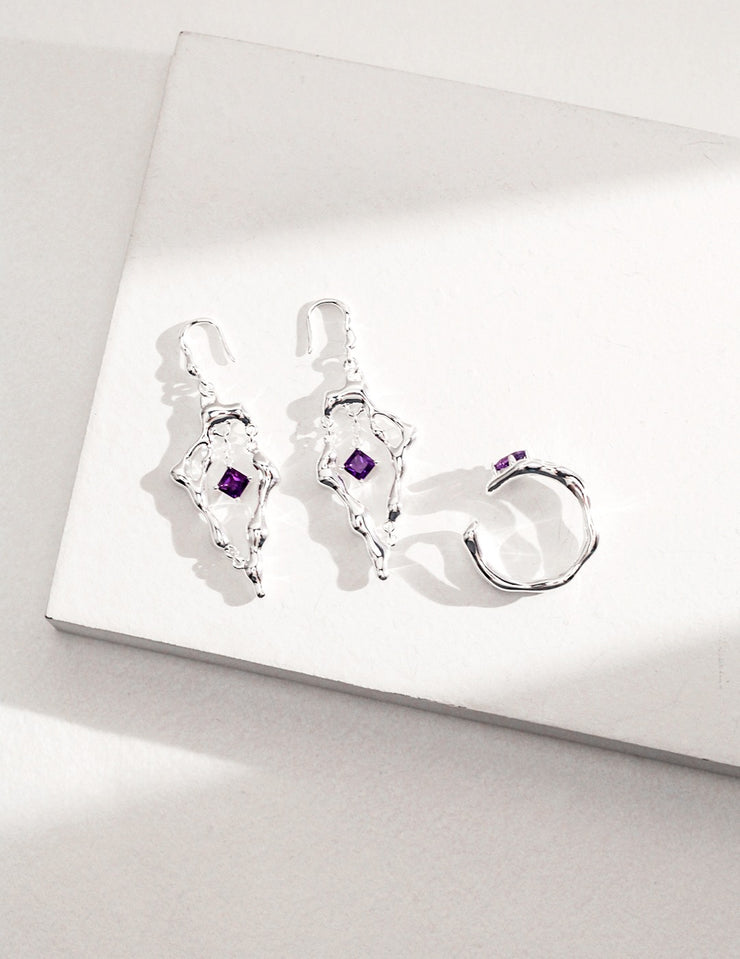 S925 sterling silver amethyst earrings