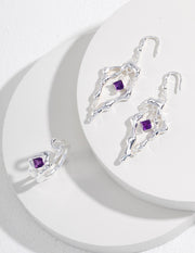 S925 sterling silver amethyst earrings