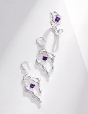 S925 sterling silver amethyst earrings