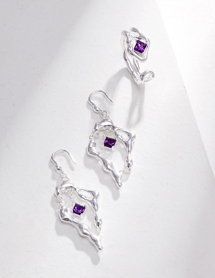 S925 sterling silver amethyst earrings