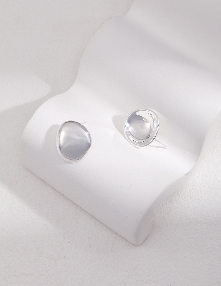 S925 sterling silver asymmetric earrings