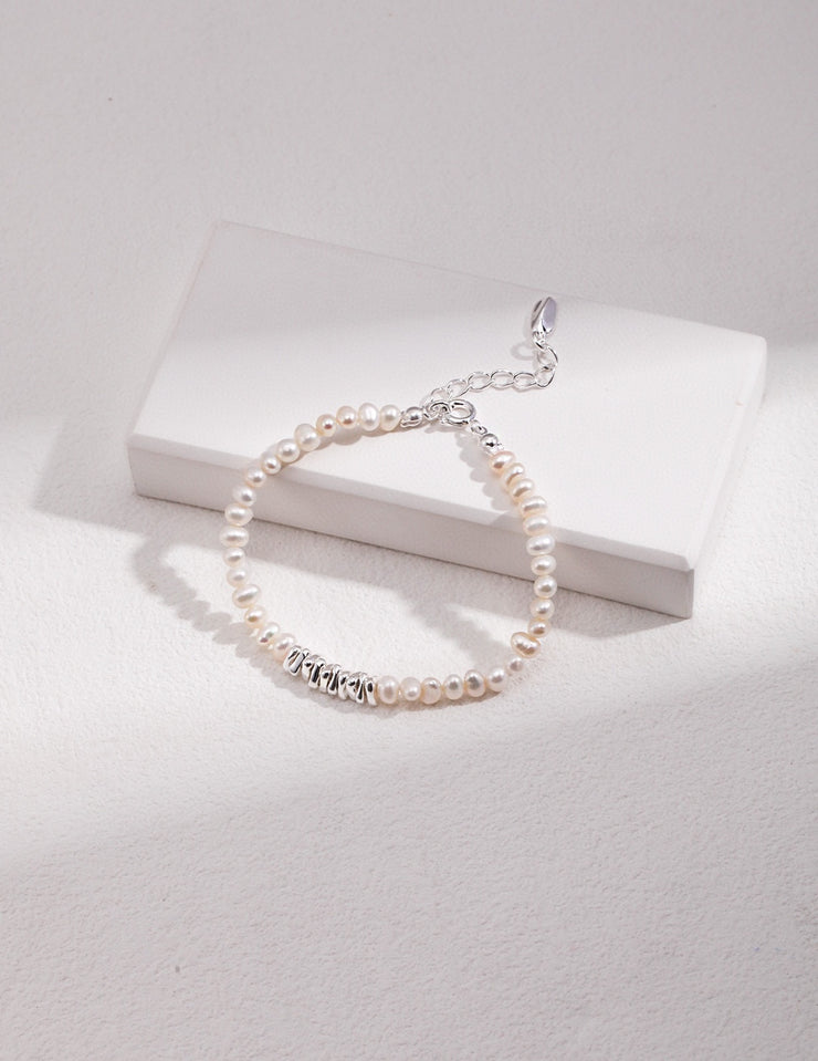 S925 sterling silver pearl necklace and bracelet