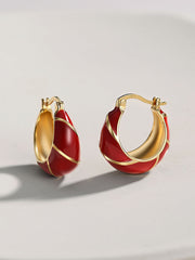 S925 sterling silver red drip glaze earrings