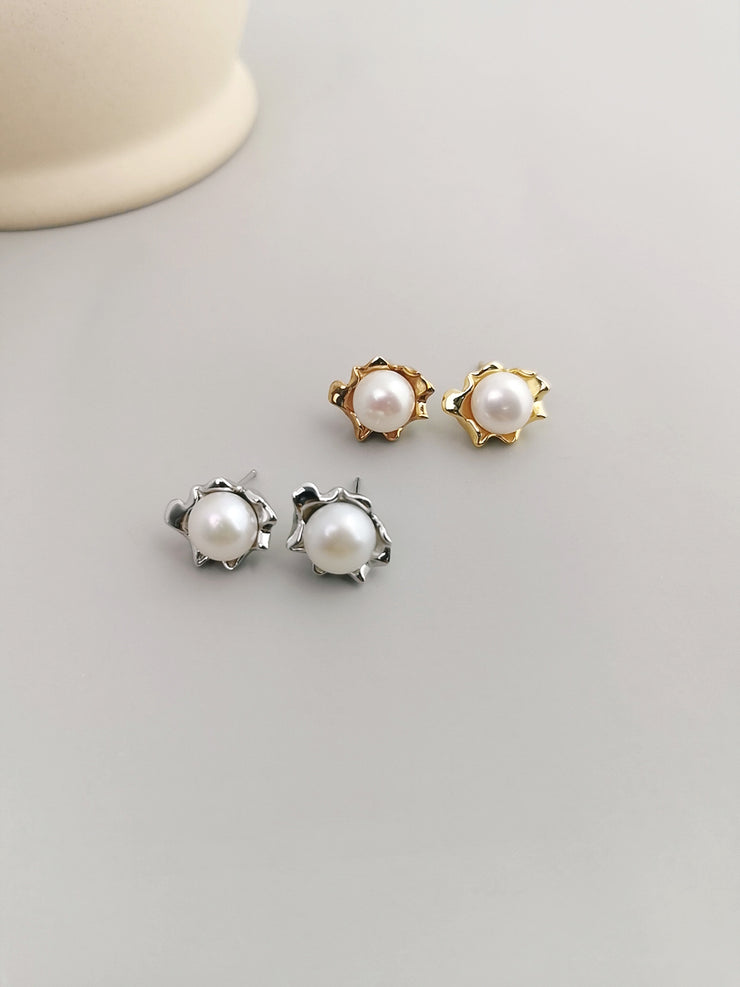 S925 sterling silver pearl earrings