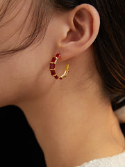 S925 red dripping glaze earrings