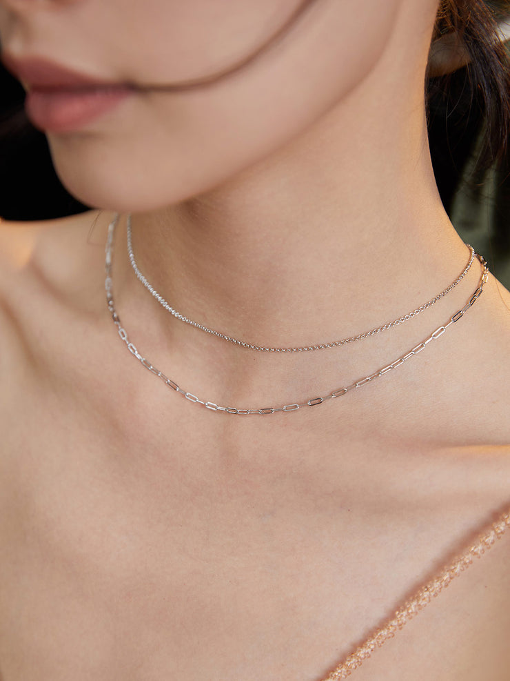 S925 sterling silver double layer silver necklace