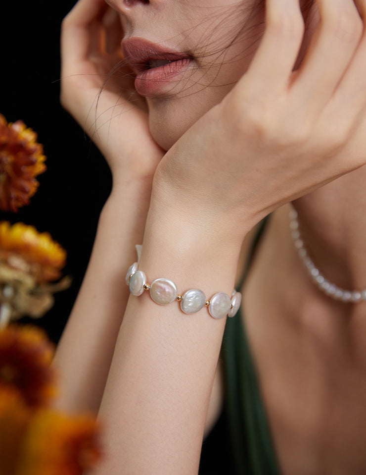 S925 sterling silver pearl bracelet